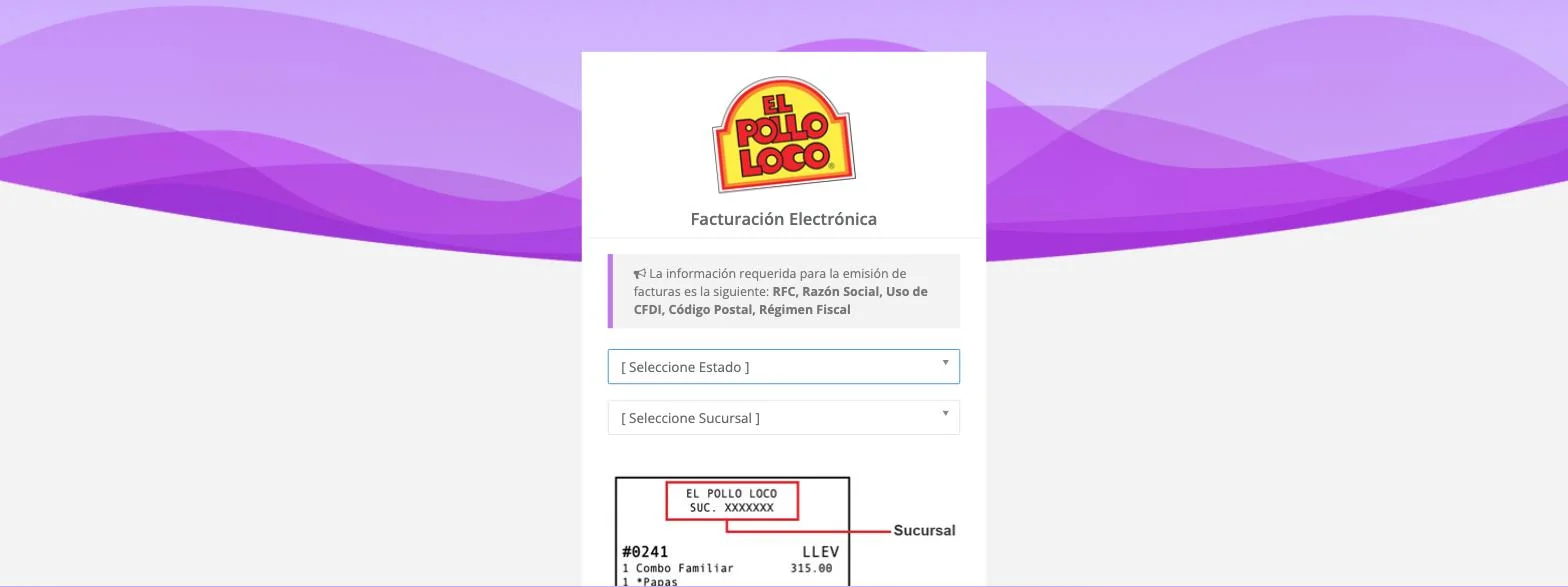 Portal de facturación — captura real